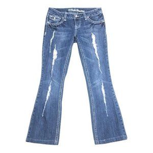 ZCO Jeans Womens Juniors Distressed Bootcut Denim Jeans Size 5 Waist 30 Low Rise